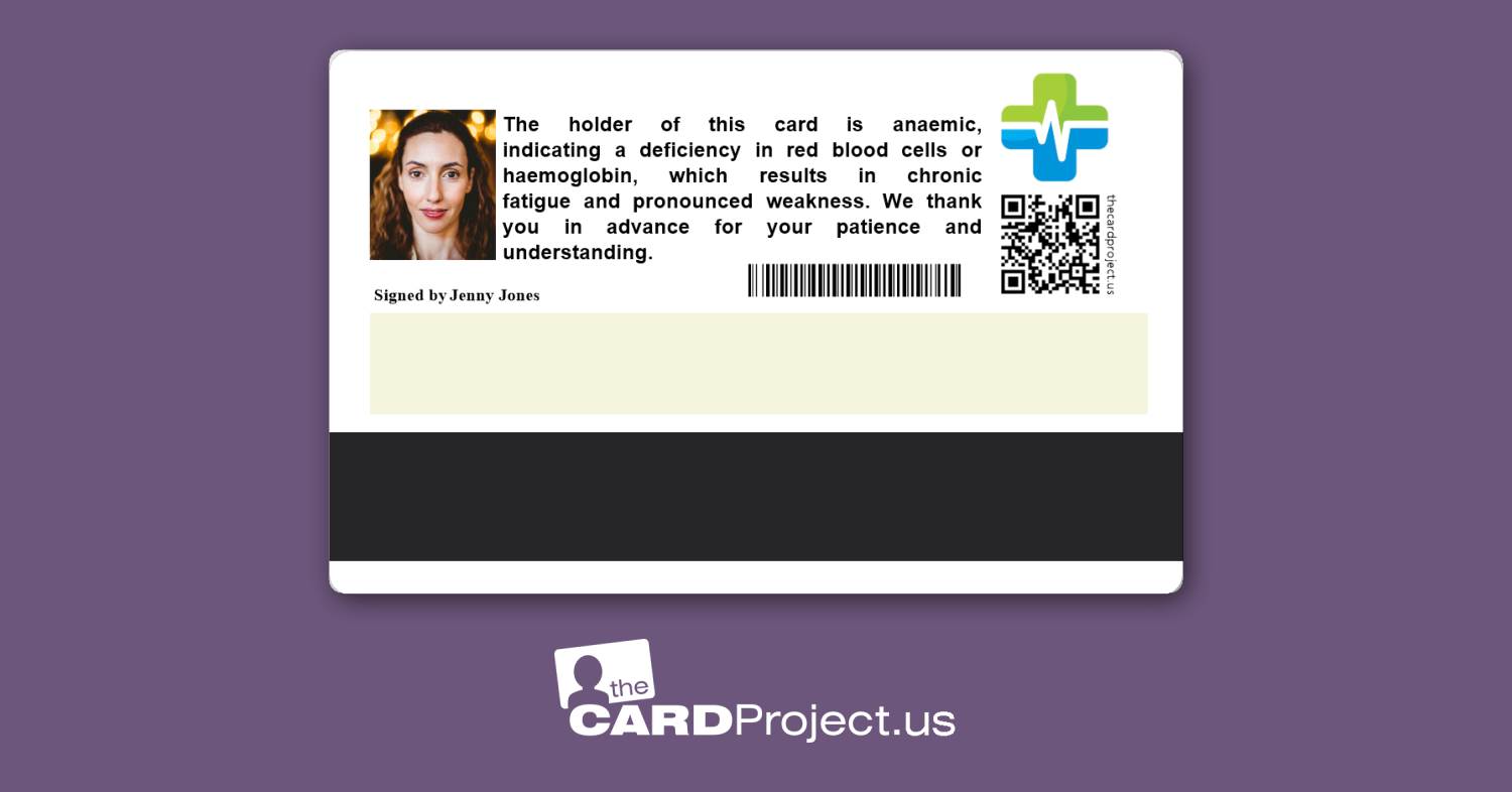 Anemia Medical ID Cards (REAR)